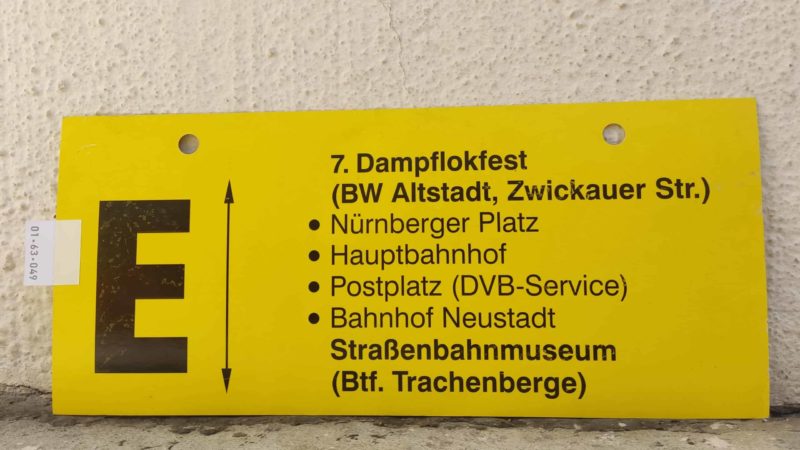 E 7. Dampf­lock­fest (BW Altstadt, Zwickauer Str.) – Stra­ßen­bahn­mu­seum (Btf. Tra­chen­berge)