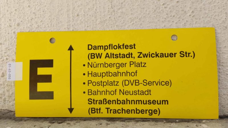 E Dampf­lock­fest (BW Altstadt, Zwickauer Str.) – Stra­ßen­bahn­mu­seum (Btf. Tra­chen­berge)