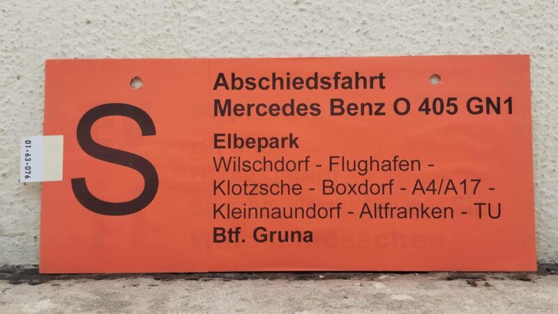 S Abschieds­fahrt Mercedes Benz O 405 GN1 Elbepark – Btf. Gruna