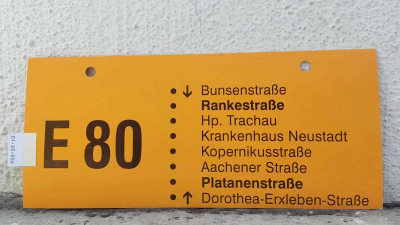 E 80 Bun­sen­straße – Ran­ke­straße – Pla­ta­nen­straße – Dorothea-Erxleben-Straße
