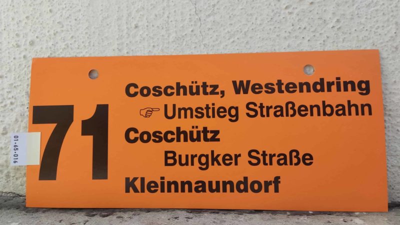 71 Coschütz, Westend­ring [Zei­ge­finger] Umstieg Stra­ßen­bahn – Klein­naun­dorf