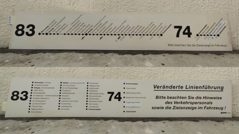 83 Bonnewitz – Graupa – Pillnitz, Leonardo-da-Vince-Str. – Come­ni­us­platz 74 Come­ni­us­platz – Johann­stadt