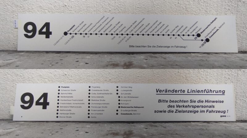 94 Postplatz – Nie­der­wartha Haltepkt. [bzw.] Cos­se­baude, Bahnhof