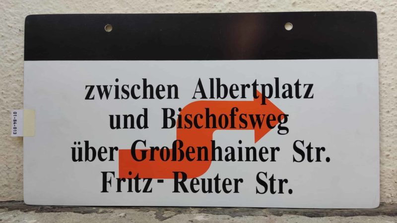 zwischen Albert­platz und Bischofsweg über Gro­ßenhainer Str. Fritz- Reuter Str.