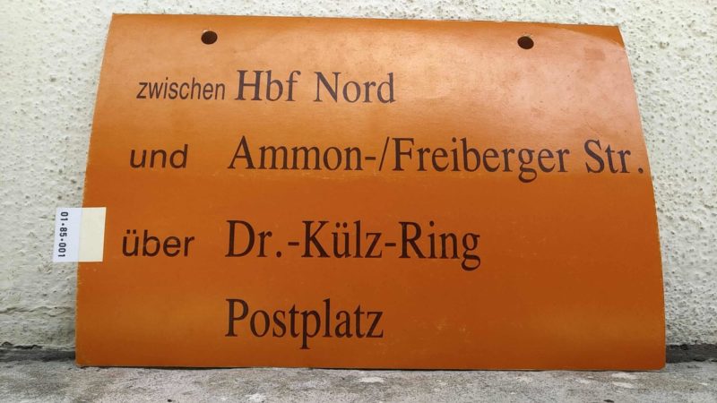 zwischen Hbf Nord und Ammon-/Frei­berger Str. über Dr.-Külz-Ring Postplatz