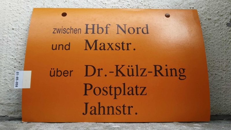 zwischen Hbf Nord und Maxstr. über Dr.-Külz-Ring Postplatz Jahnstr.