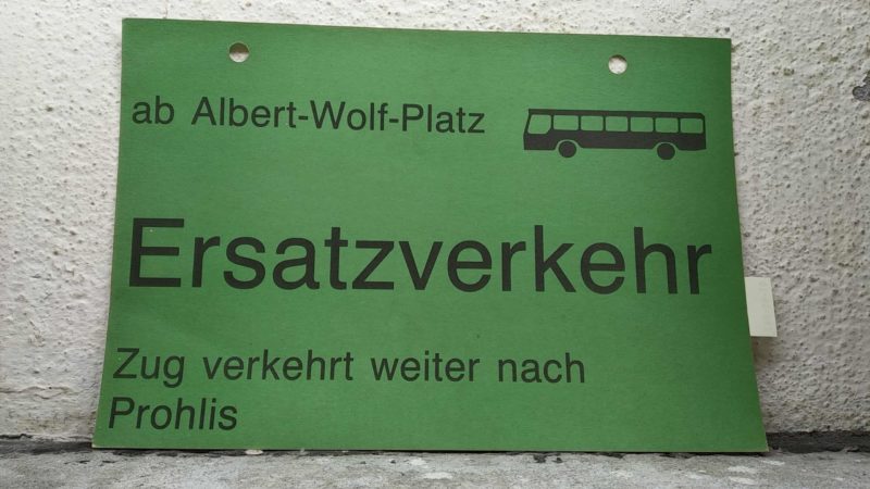 ab Albert-Wolf-Platz  [Bus neu] Ersatz­ver­kehr Zug verkehrt weiter nach Prohlis