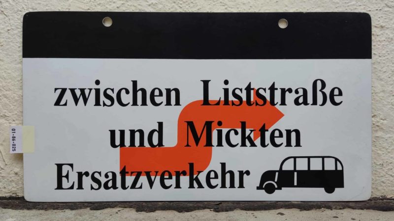 zwischen List­straße und Mickten Ersatz­ver­kehr [Bus alt]