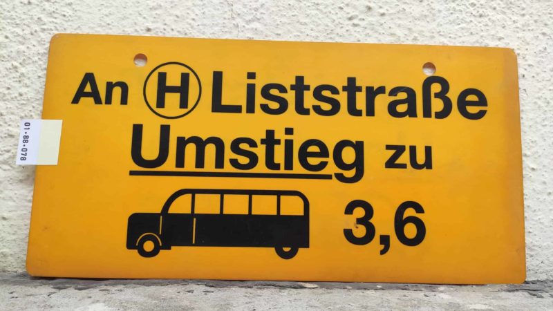 An [Hst.] List­straße Umstieg zu [Bus alt] 3,6