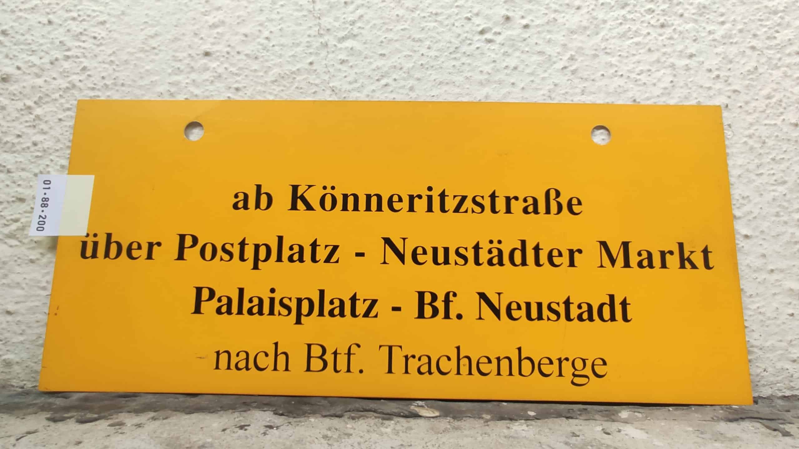 ab Könneritzstraße über Postplatz - Neustädter Markt Palaisplatz - Bf. Neustadt nach Btf. Trachenberge