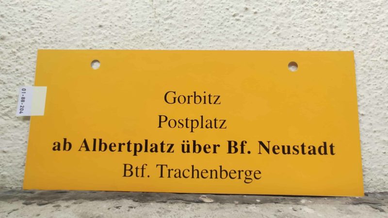 Gorbitz Postplatz ab Albert­platz über Bf. Neustadt Btf. Tra­chen­berge