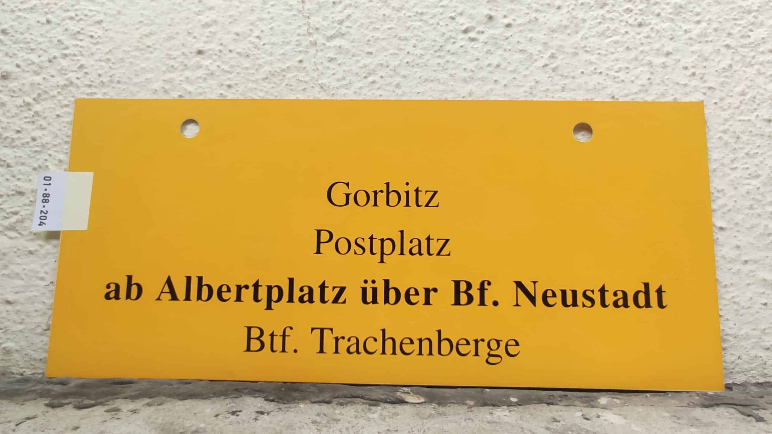 Gorbitz Postplatz ab Albertplatz über Bf. Neustadt Btf. Trachenberge