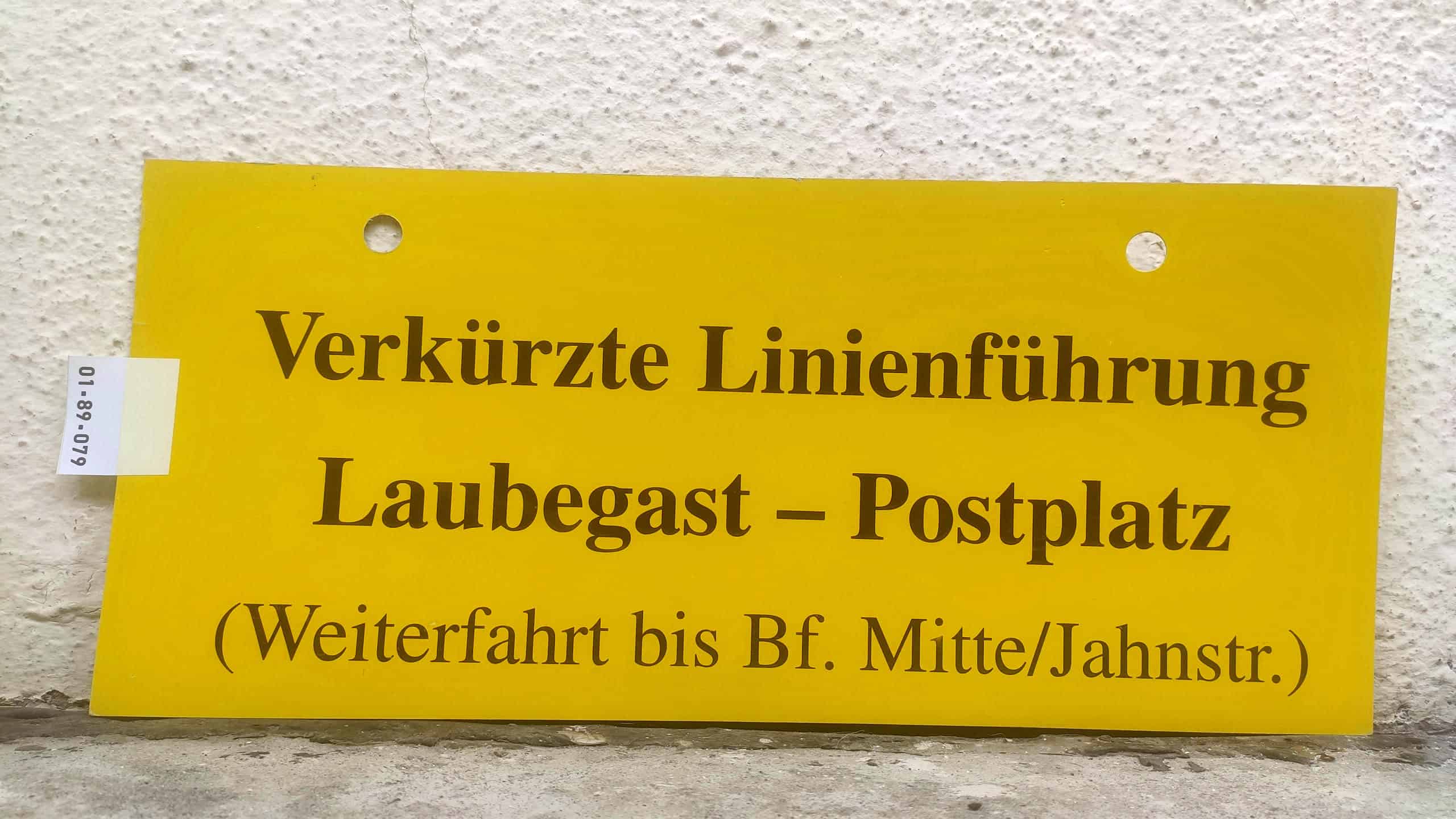 Verkürzte Linienführung Laubegast - Postplatz (Weiterfahrt bis Bf. Mitte/Jahnstr.)