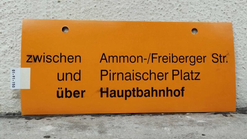 zwischen Ammon-/Frei­berger Str. und Pirnai­scher Platz über Haupt­bahnhof