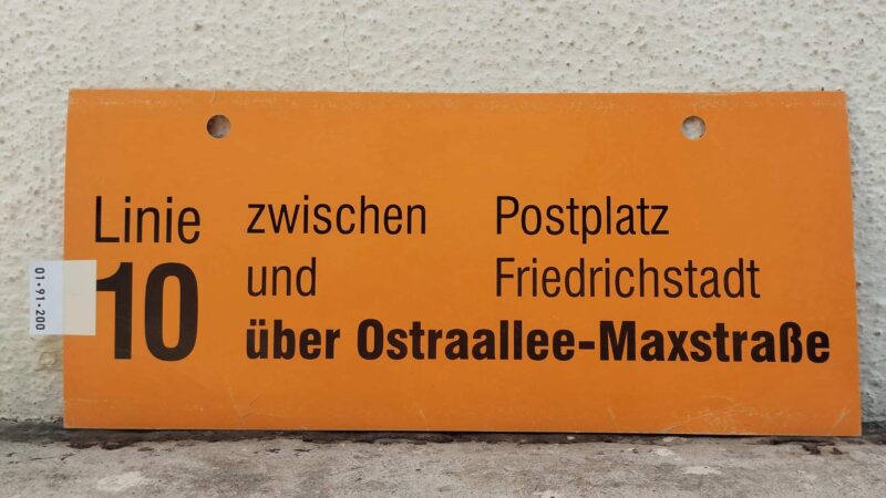 Linie 10 zwischen Postplatz und Fried­rich­stadt über Ost­r­a­allee-Maxstraße