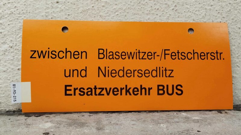 zwischen Bla­se­witzer-/Fet­scherstr. und Nie­der­sedlitz Ersatz­ver­kehr BUS
