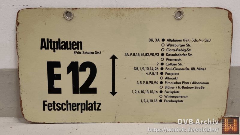 E12 Altplauen (Fritz-Schulze-Str.) – Fet­scher­platz