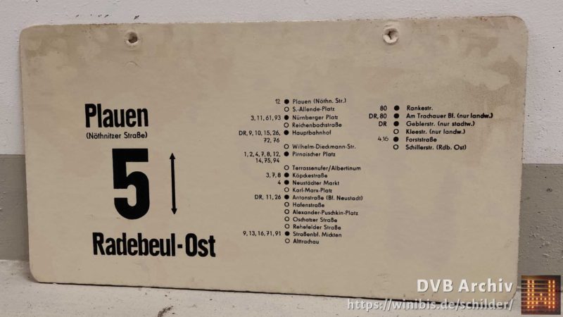 5 Plauen (Nöth­nitzer Straße) – Radebeul-Ost