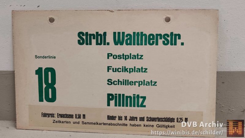 Son­der­linie 18 Strbf. Walt­herstr. – Pillnitz