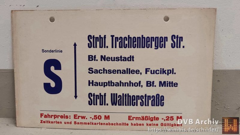 Son­der­linie S Strbf. Tra­chen­berger Str. – Strbf. Walt­her­straße
