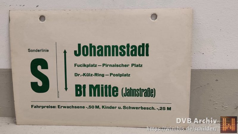 Son­der­linie S Johann­stadt – Bf Mitte (Jahn­straße)