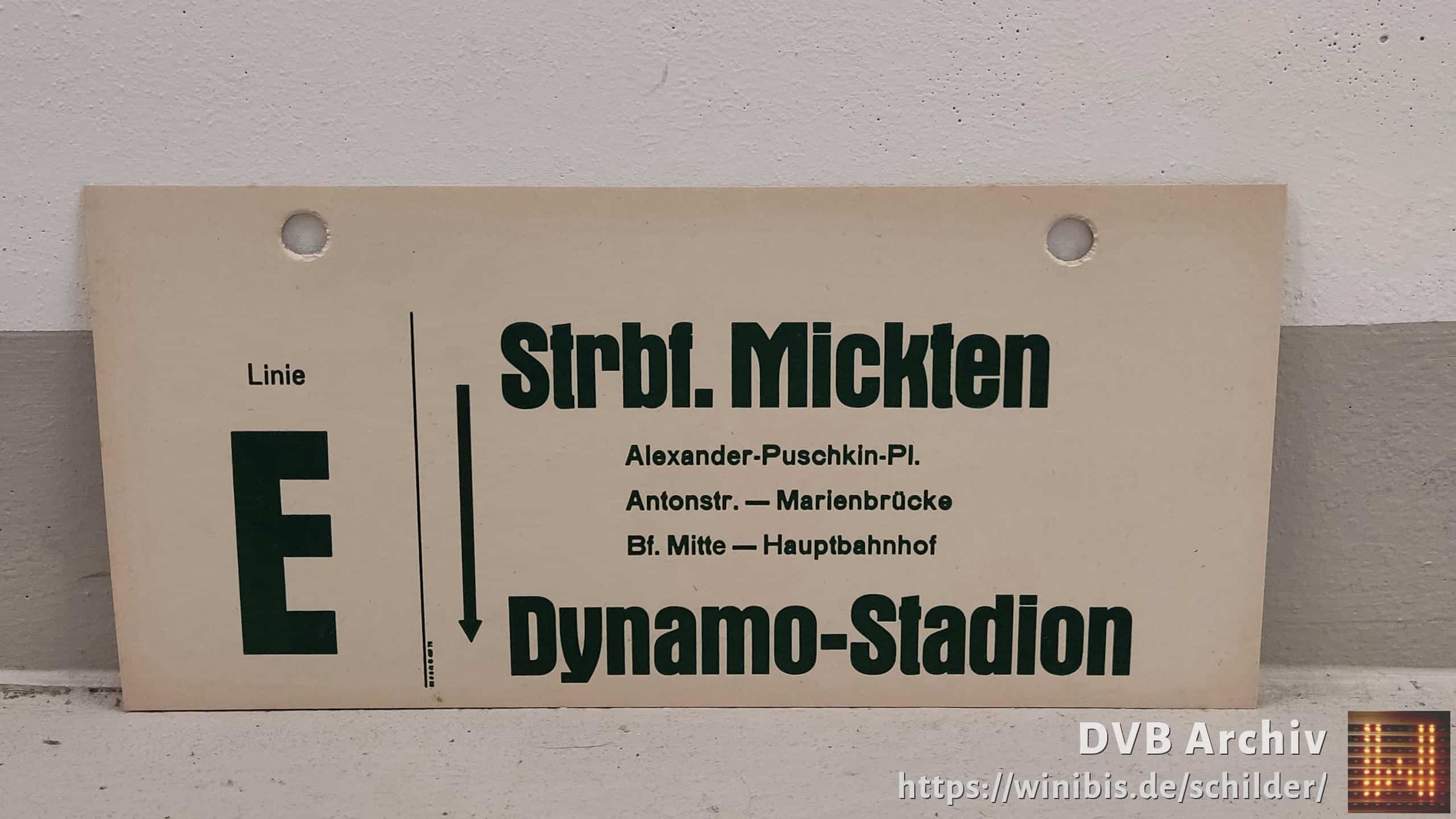 Linie E Strbf. Mickten – Dynamo-Stadion