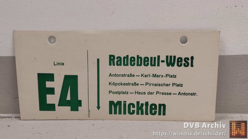 Linie E4 Radebeul-West – Mickten