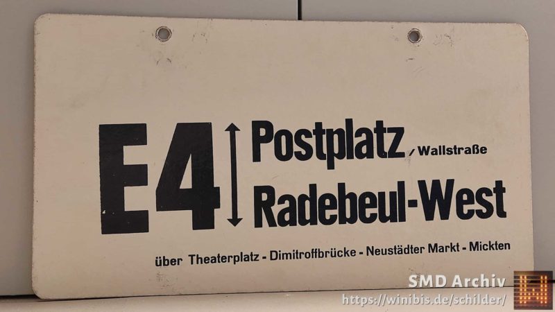 E4 Postplatz/​Wallstraße – Radebeul-West