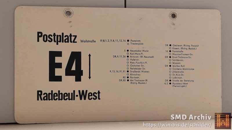 E4 Postplatz/​Wallstraße – Radebeul-West