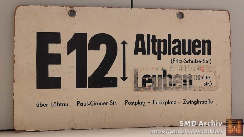 E 12 Altplauen (Fritz-Schulze-Str.) – Leuben (Klette- str.)