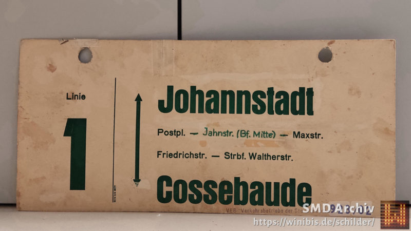 Linie 1 Johann­stadt – Cos­se­baude