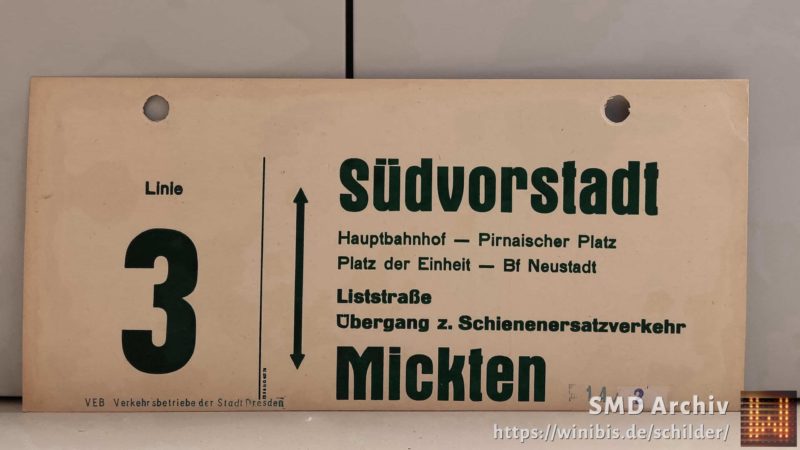 Linie 3 Süd­vor­stadt – Mickten