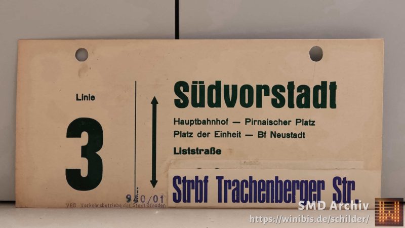 Linie 3 Süd­vor­stadt – Strbf Tra­chen­berger Str.