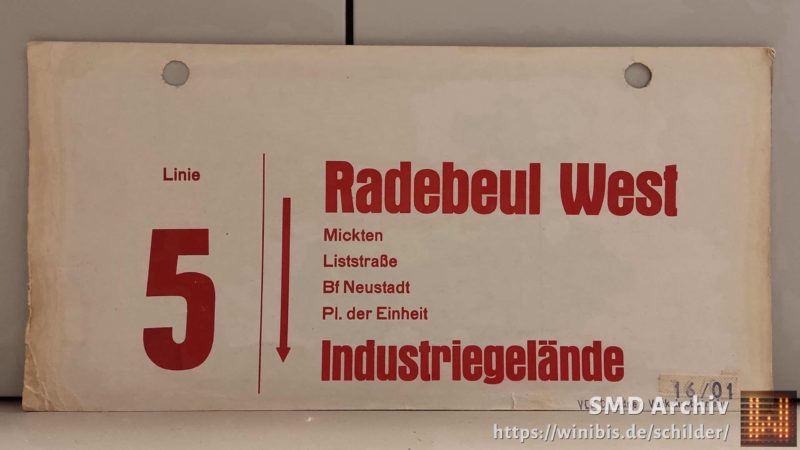 Linie 5 Radebeul West – Indu­strie­ge­lände