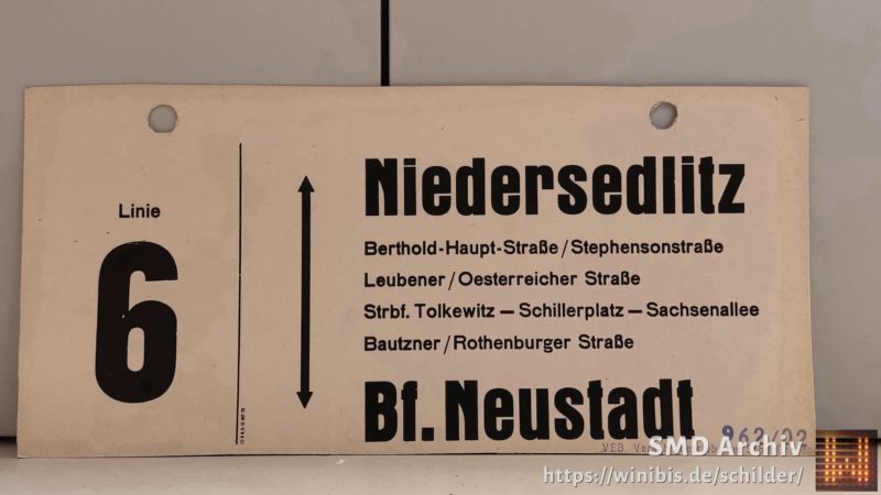 Linie 6 Nie­der­sedlitz – Bf. Neustadt