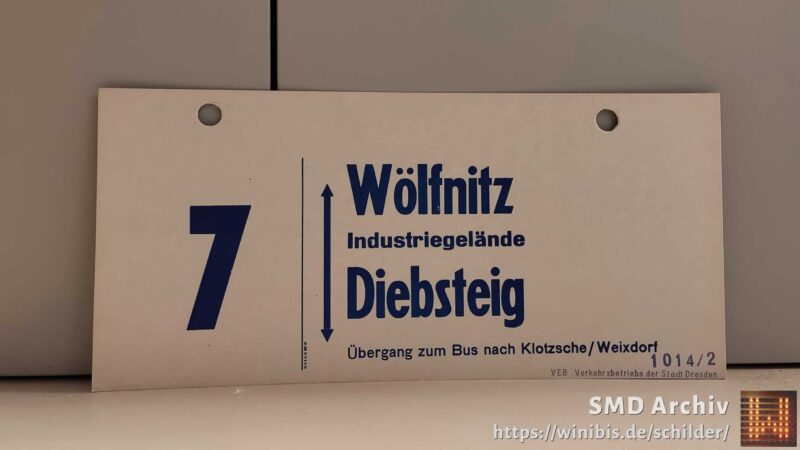 7 Wölfnitz – Diebsteig Übergang zum Bus nach Klotzsche/Weixdorf 7 Wölfnitz – Diebsteig Übergang zum Bus nach Klotzsche/Weixdorf