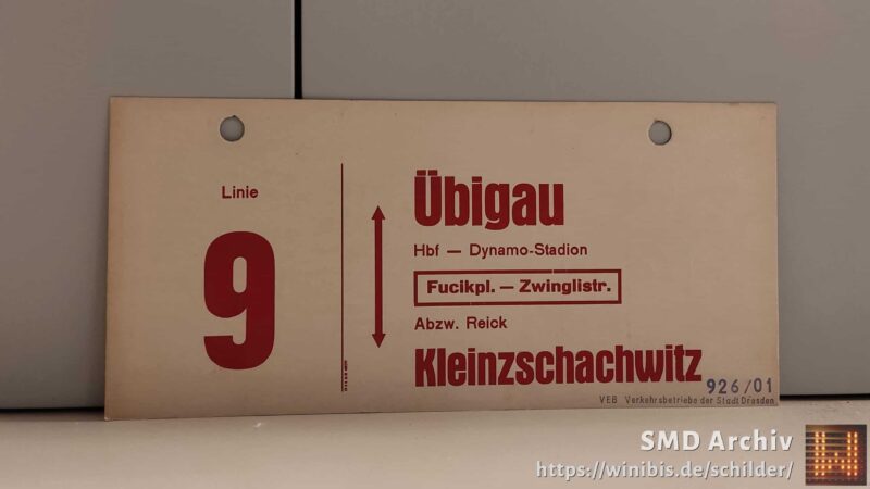 Linie 9 Übigau – Kleinzschachwitz Linie 9 Übigau – Kleinzschachwitz