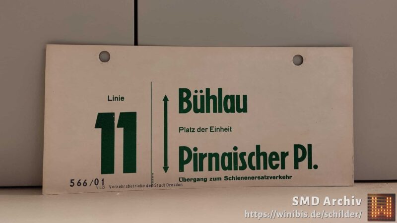 Linie 11 Bühlau – Pirnai­scher Pl. Übergang zum Schie­nen­er­satz­ver­kehr