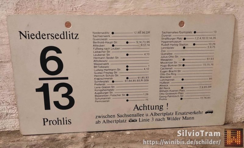 6/​13 Nie­der­sedlitz – Sach­sen­allee – Prohlis