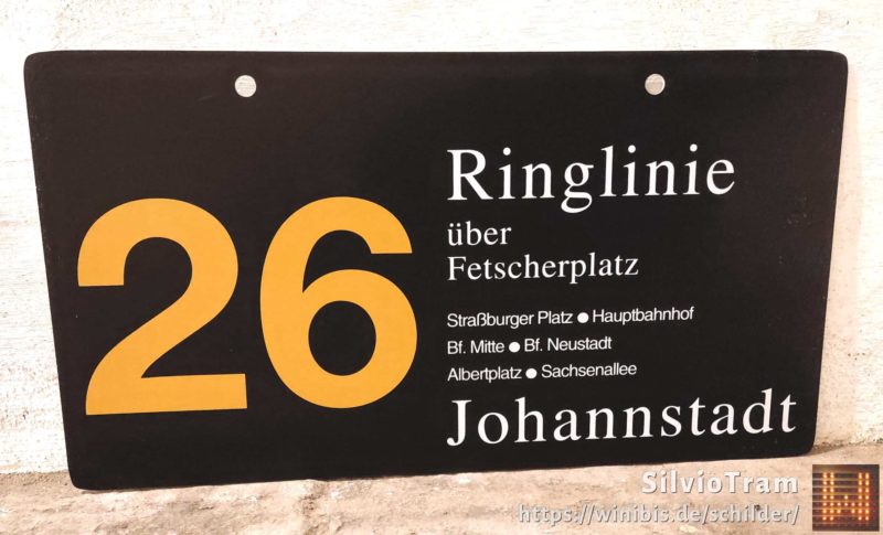 26 Ringlinie über Fet­scher­platz Johann­stadt