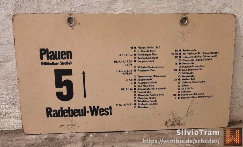 5 Plauen (Nöth­nitzer Straße) – Radebeul-West